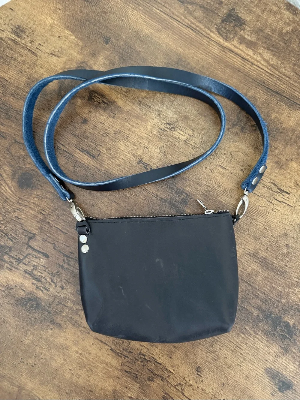 Mini Black Leather Crossbody - Unbranded
